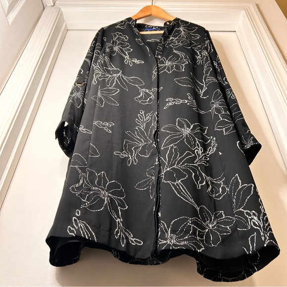Apt. 9 Black & White Floral Pattern Button-Down Dress - Size XL - Picture 5 of 16